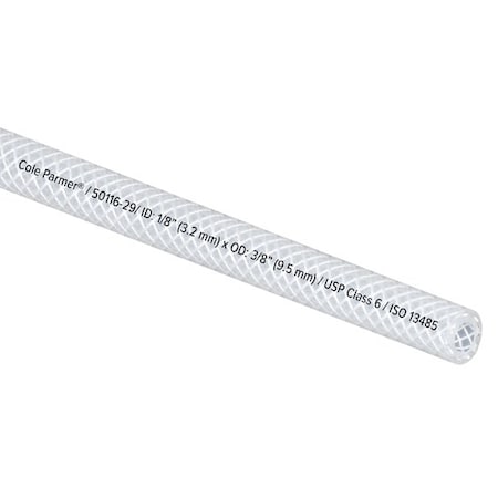 Cole Parmer Reinforced TPE Tubing, Clear, 1/8in ID x 3/8in OD; 50 Ft CP-FLXCBR2-6-50